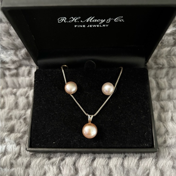 💝Pink Pearl pendant & earring set💝💕in sterling silver💝🎁 - Picture 2 of 6